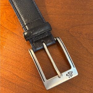 Nat Nast Black Leather Belt with Silver Buckle